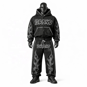 Jogging Sportswear <b>Track</b> <b>Suit</b> Sets OEM Regular Fit Solid 100% Cotton Adult Men's Plus Size Printed 2 in 1 Eco-Friendly Sweatsuit - Product Image 2