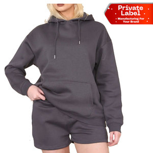 Active Workout Trackside Women Hoodies Shorts Set Athletic Two Piece Sweatsuit Running Fitness Athletic Women Hoodies Shorts - Product Image 1