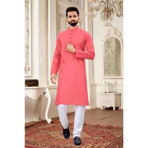 แฟนซีผ้าฝ้ายธรรมดา kurta กับ payjama gajari - Product Image 1