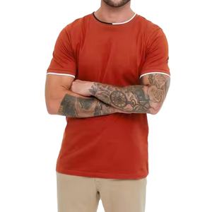 Alta calidad 100% algodón hombres deporte camisetas transpirables de talla grande Casual manga corta Ringer al por mayor - Product Image 1