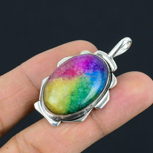 Colgante 92,5 collar de cadena Chapado en plata colgante de cristal hecho a mano Boho joyería regalo para ella para mamá Venta de Navidad - Product Image 5