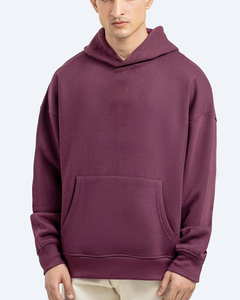 Sweat-shirt à capuche bordeaux pour homme, coupe ample, en coton French Terry, pull décontracté et vêtements décontractés - Product Image 4
