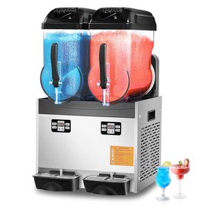 Macchina per Slushy Commerciale a Doppio Serbatoio 12Lx2 in Acciaio Inox, Dispenser da 96 Bicchieri per Margarita Ghiacciata e Bevande Smoothie - Product Image 1