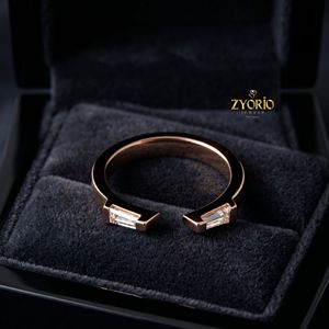 10K Gold Baguette Diamond <b>Open</b> <b>Ring</b> Modern Stackable Band Fine Jewelry for Women - Product Image 4