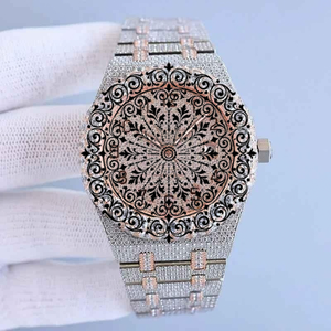 AMBER JEWELS Montre de luxe de forme carrée, mouvement à quartz CITIZEN, boîtier argenté, cadran en verre, 46 mm, étanche, fermoir à boucle, unisexe - Product Image 3