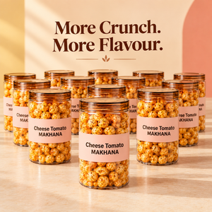Cheese Tomato Makhana 90gm | Crispy Roasted Fox Nuts | Tangy Creamy Indian <b>Snack</b> | High Fibre Namkeen | Wholesale Makhana Packet - Product Image 3