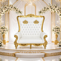 Canapé de mariage pour les mariés, fauteuil royal à dossier haut, chaise trône pour le roi et la reine, or et blanc, pour hôtel, banquet, événement, scène