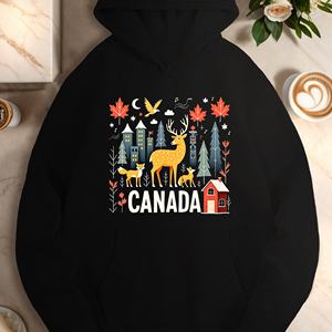 Ciervo CANADÁ con símbolos culturales sudaderas casuales de mujer - Product Image 4