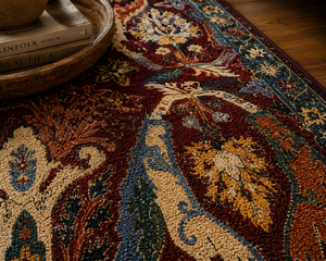 Handmade Wool Area Rug Persian Style Abstract Medallion Carpet Non Slip Latex Rectangle Floor Mat for Living Room Bedroom - Product Image 3