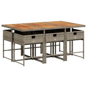 Ensemble de salle à manger de jardin en rotin 6 places, résistant aux intempéries, mobilier d'extérieur au design contemporain, structure métallique, couleur gris-brun - Product Image 4