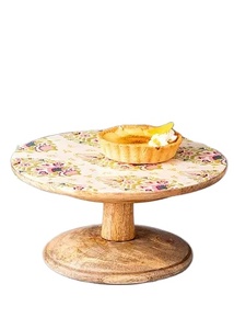 Top Trending Round Wooden Cake Serving Cup Fiesta de cumpleaños Celebración Esmalte Impreso Cake Server Stand - Product Image 3