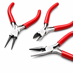 MANAN INSTRUMENTS Stainless Steel Jewelry Pliers Red Handle Tapered Cut DIY <b>Wire</b> Bending <b>Craft</b> Tools for Earrings Bracelets - Product Image 1