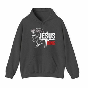 เสื้อฮู้ดดี้ลายพรางพระเยซู พร้อมข้อความ Pray Believe Receive สำหรับผู้ชาย ผู้หญิง และเยาวชน ผลิตจากผ้าฝ้ายพรีเมียมเนื้อนุ่ม ปักลายอย่างดี - Product Image 4