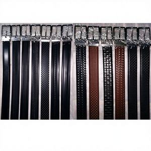 Ceinture en cuir de vache pour homme de marque célèbre, longueur personnalisée, motif uni, boucle carrée en acier plaqué or de luxe, style de fête - Product Image 3