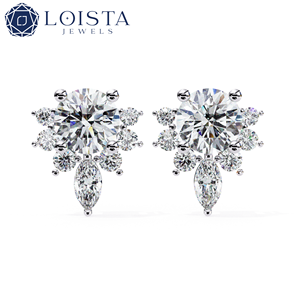 Boucles d'oreilles en diamant cultivé en laboratoire, taille brillant rond, style classique, bijoux de mariage pour femmes, certifiées IGI - Product Image 1
