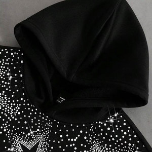 Sweat-shirts à capuche surdimensionnés personnalisés pour hommes, style Hip Hop Streetwear, entièrement brodés, en polaire, avec strass, poche respirante - Product Image 3