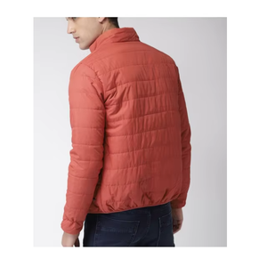 Chaqueta Acolchada Ligera para Hombre, Color Rojo Coral, Cuello Alto, Cierre de Cremallera, Abrigo de Invierno, Fabricación OEM, Prenda Exterior Informal de Primera Calidad - Product Image 6