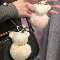 Zaves 32cm Rose En Peluche Doux Poupée Ours Sans Yeux Porte-clés Mignon Mini Sac Charmes Cadeau Romantique pour Enfants Filles Couples Saint Valentin