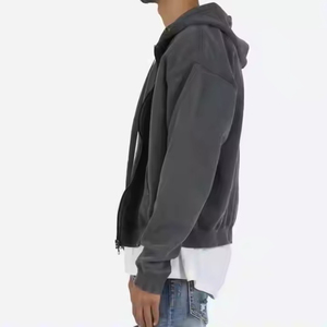 เสื้อฮู้ดโอเวอร์ไซส์ผู้ชาย สีพื้น ทรงลำลอง ความยาวปกติ ผ้าฝ้าย 100% เฟรนช์เทอร์รี่ ถักทอ สำหรับฤดูหนาว ลายดิจิทัล - Product Image 2