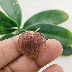 Colgante de piedra preciosa tallada en forma de calabaza y corazón, con tallado artesanal, chapado en oro, amuleto, proveedor mayorista de joyería tallada - Product Image 5