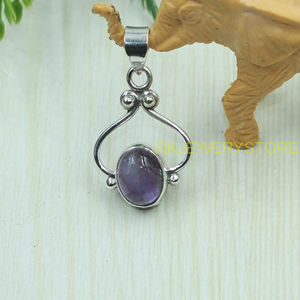 Pendentif en améthyste naturelle cabochon, argent sterling 925, fait main, ovale, améthyste violette, bijou pour femme, cadeau pour elle - Product Image 2