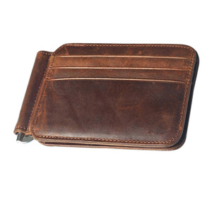 Custom Logo Minimalist Genuine Leather Slim <b>RFID</b> <b>Blocking</b> High Quality Money Clip <b>Wallet</b> with Strong Magnetic Closure for Men - Product Image 6