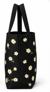 Custom Logo Eco Friendly Recycled Floral Design <b>Black</b> Organic Cotton Canvas Grocery Carry Tote Shopping <b>Bag</b> for Grocery - Product Image 3
