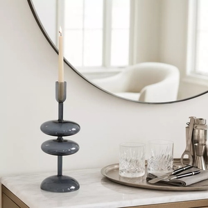 Classic design blue <b>glass</b> candle holder taper <b>candlestick</b> decorative <b>glass</b> <b>candlestick</b> holder table decor customizations options - Product Image 5