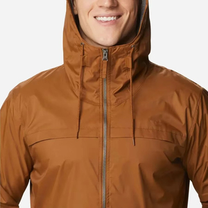 Chaqueta Impermeable con Capucha para Hombre, Estilo Casual para Exteriores, Cierre de Cremallera Marrón, Exterior de Poliéster 220g, Estilo Invernal - Product Image 4