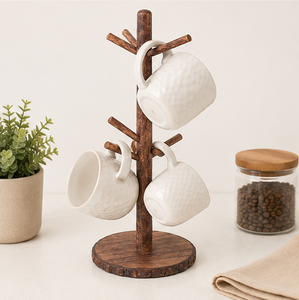 Wholesale Eco-Friendly Wood Mug Holder Tree Space Saving <b>Kitchen</b> <b>Storage</b> <b>Rack</b> 3-Layer Design Countertop Coffee Mug Stand Display - Product Image 2