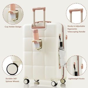Set di Valigie da 20 Pollici con Porta USB, Apertura Frontale, Guscio Rigido in ABS, Ruote Girevoli, Portabicchieri, Serratura TSA, Set da 3 Pezzi - Product Image 3