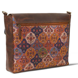 Sac bandoulière en cuir véritable à rabat motifé, sacoche pour ordinateur portable, grande capacité, léger, pour les voyages et l'usage quotidien - Product Image 4