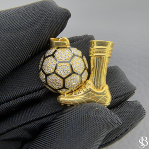 Pendentif Football en Moissanite, Collier Ballon de Football en Argent Sterling 925 Plaqué Rhodium, Breloque de Luxe Dorée, Cadeau de Fête pour les Amateurs de Football - Product Image 4