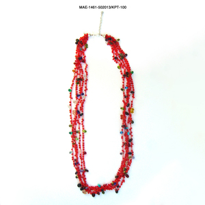 Collier multicouche en perles de verre rouges au crochet, accents colorés, bijoux de fête pour femmes, bijoux de mode indiens à prix de gros - Product Image 2