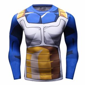 T-shirt de sport à manches longues imprimé numérique, anime japonais Vegeta Goku Super Saiyan, 3D Rash Guard, cosplay personnalisé, pour hommes - Product Image 3
