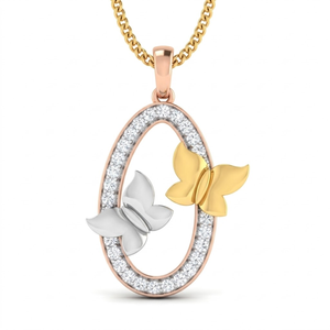 Collar con Colgante de Mariposa de Diamantes Reales Multitono | Elegante Cadena de Oro con Diseño de Mariposa Pequeña, Joyería Fina para Mujer, Regalo de Aniversario - Product Image 2