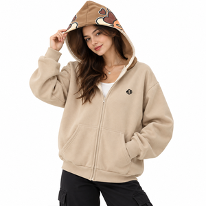 Wholesale Men's <b>Brown</b> Crewneck <b>Fleece</b> Sweatshirt Contrast Piping Casual Pullover Custom Logo Streetwear OEM Private Label Hoodie - Product Image 5