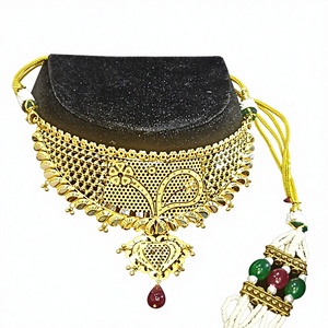 Collier ras du cou en or massif 22 carats, bijoux de mariée indiens traditionnels en filigrane, collier Jali en or fait main, ensemble de mariage - Product Image 1