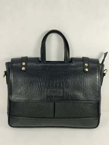 Sac porte-documents pour ordinateur portable en cuir PU motif crocodile de qualité supérieure avec poche à rabat avant, deux poignées de transport et bandoulière réglable - Product Image 2