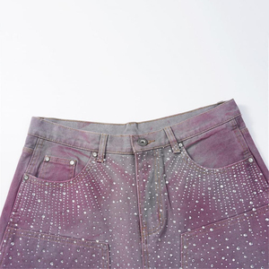 Shorts en jean respirants personnalisés pour l'été, style vintage streetwear, coupe droite et large, prix d'usine, vente en gros - Product Image 3