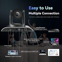 Solution de diffusion en direct : 4 caméras PTZ 4K avec zoom 20x + contrôleur d'écran partagé 4 voies + mélangeur vidéo + commutateur PoE