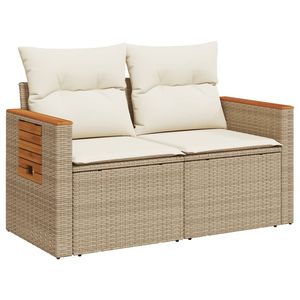 Sofá de jardín plegable de 2 plazas de ratán PE beige para exteriores, conveniente para patio o jardín - Product Image 4