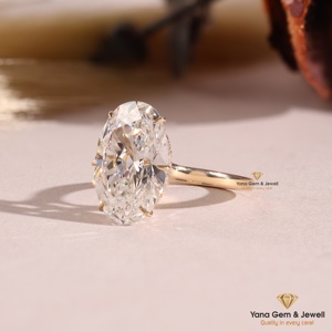 Anillo de compromiso solitario de corte oval deslumbrante de 5.00 quilates, oro sólido de 14K, certificado IGI, claridad VVS2, color F, diamante cultivado en laboratorio CVD. - Product Image 2