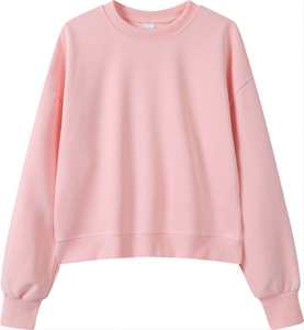 Sudadera Corta de Algodón OEM para Mujer, 350GSM, Felpa Francesa, Hombros Caídos, Sudadera Corta Personalizada para Mujer - Product Image 4