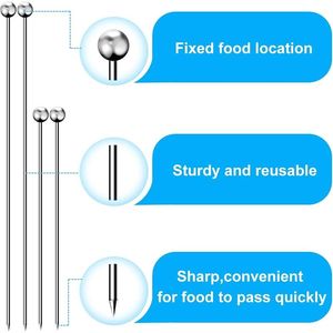 20 Palillos de Cóctel Reutilizables de Acero Inoxidable, Pinchos Largos de Metal para Bebidas, Martini, Herramientas de Bar - Product Image 2