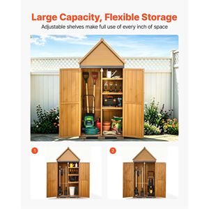 Caseta de Almacenamiento para Exteriores de 44.09" X 66.93", Caseta de Madera y Metal para Herramientas de Jardín con Puertas con Cerradura y Techo Inclinado Impermeable - Product Image 5