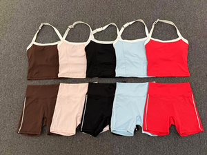 Ensemble de yoga 2 pièces sans couture grande taille pour femme - Short respirant taille haute et débardeur de sport à col rond pour la gym et le sport - Product Image 2