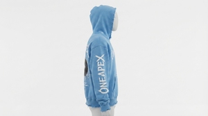 Sudadera con Capucha para Hombre, Azul Claro, Lavada, Desgastada, con Estampado Gráfico, Estilo Urbano Informal - Product Image 3