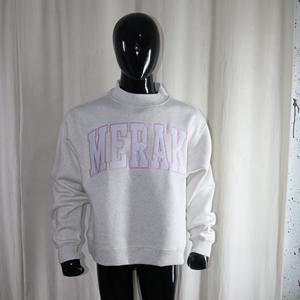 Sweat-shirt à col montant MERAKI ASH GREY 100% BLANC avec broderie appliquée, col large, URBAN PRODUCTIONS - Product Image 3