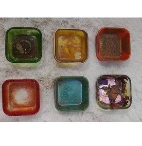 <b>Epoxy</b> Resin Bowl And Dinner <b>Table</b> 3 PCS Square Glitter Design Square Handicrafts Resin Bowl Hot Sale - Product Image 4
